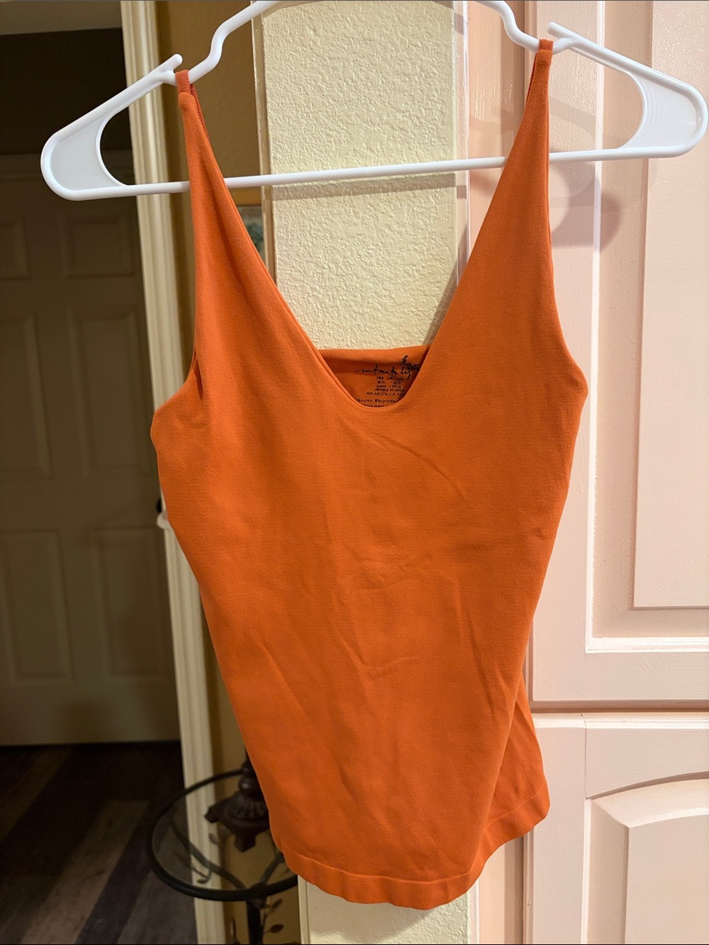 V-Neck Ribbed cami Tank Top in Orange